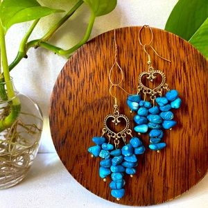 Turquoise (faux) gold tone earrings